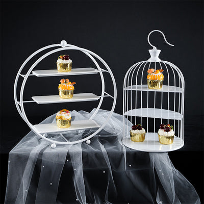 Metal Dessert Cake Display Stand Set - White