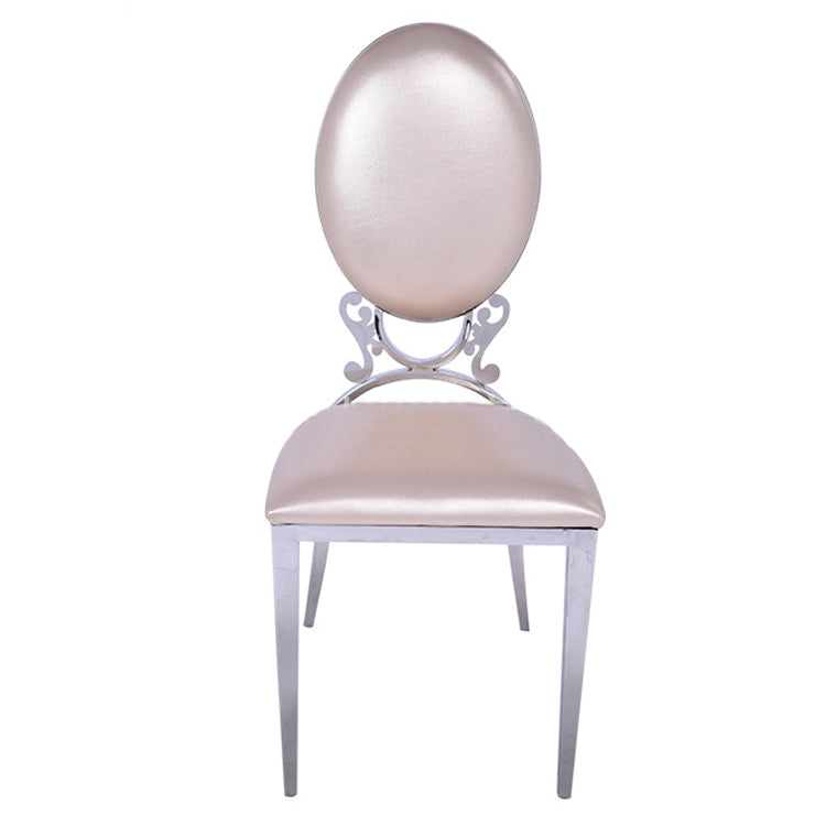 Stainless Steel Modern Padded Oval Back Alexa Dining Event Chair - Black