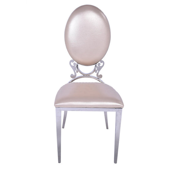 Stainless Steel Modern Padded Oval Back Alexa Dining Event Chair - Black
