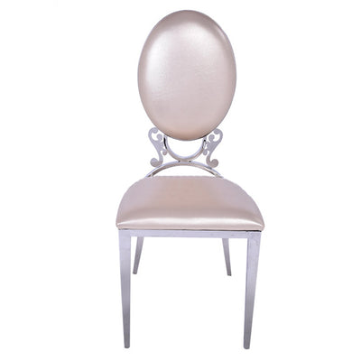 Stainless Steel Modern Padded Oval Back Alexa Dining Event Chair - Black