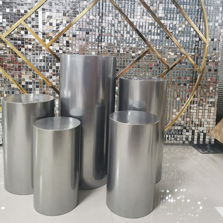 Silver Acrylic Cylinder Square Plinths Set - 3/5 Pieces