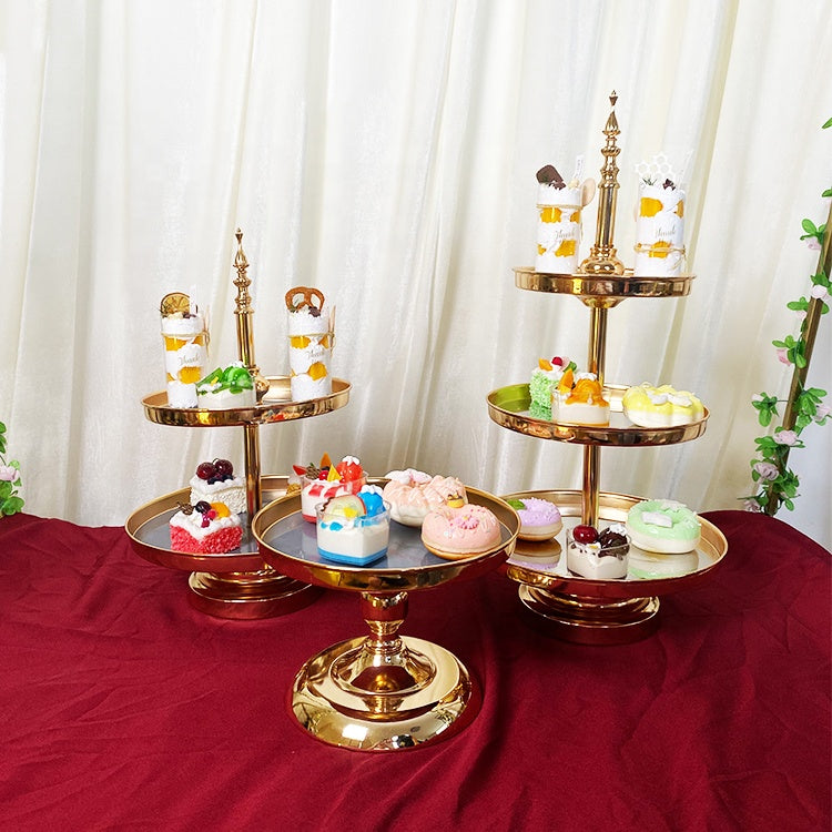 Metal Dessert Cake Display Stand Set - Gold