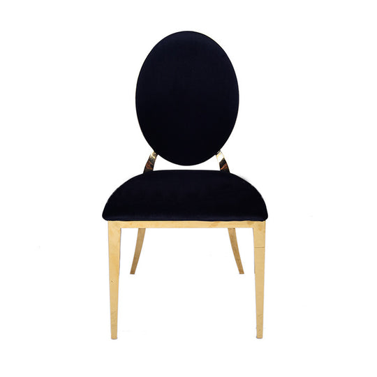 Stainless Steel Modern Padded Oval Back Alexa Dining Event Chair - Black