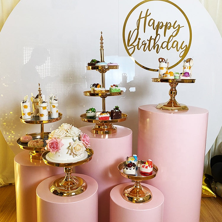 Metal Dessert Cake Display Stand Set - Gold