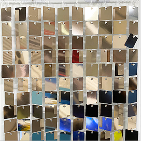 Shimmer Wall Panels / Black Backing &amp; Square Sequins - Light Champagne