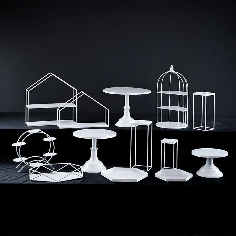 Metal Dessert Cake Display Stand Set - White