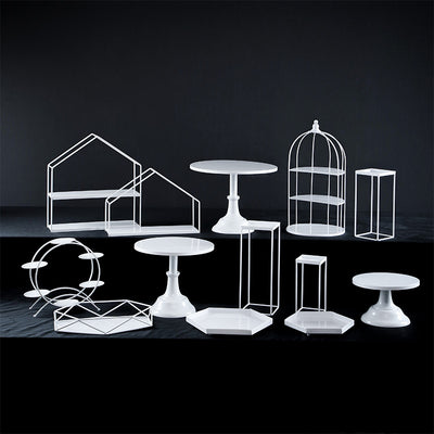 Metal Dessert Cake Display Stand Set - White