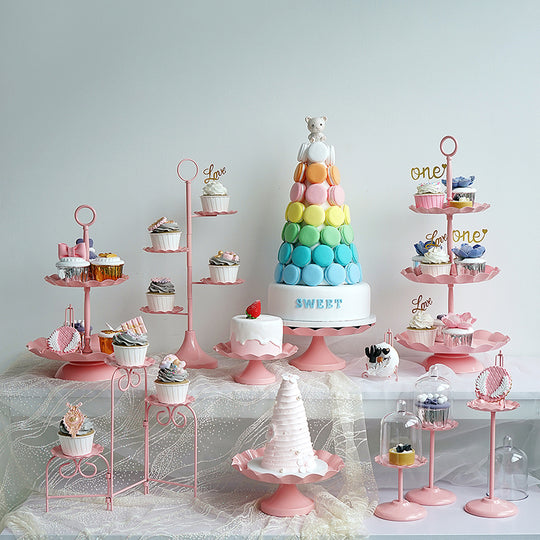 Metal Dessert Cake Display Stand Set - Pink