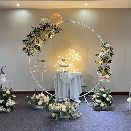 Simple Modern Aluminum Circle Arch 65" - White