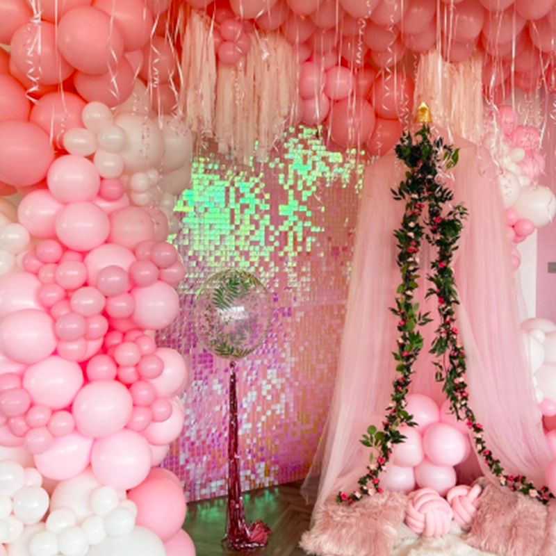 Shimmer Wall Panels / Black Backing & Square Sequins - Dream Pink
