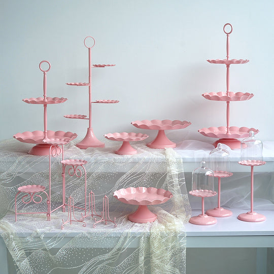 Metal Dessert Cake Display Stand Set - Pink