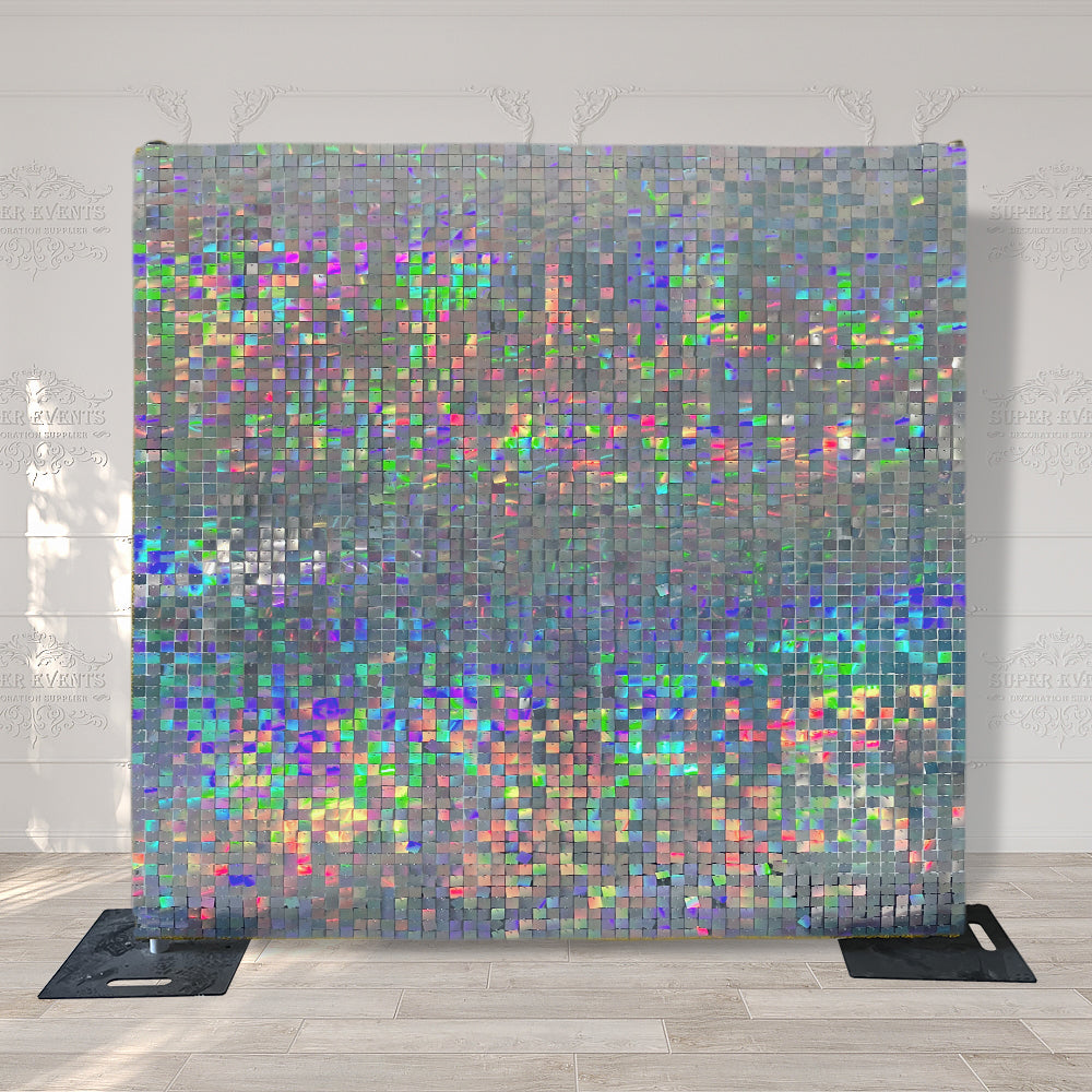 Shimmer Wall Panels / Black Backing &amp; Square Sequins - Rainbow