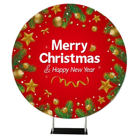 Round Backdrop Set with Red Cover and Carrying Bag - 7ft