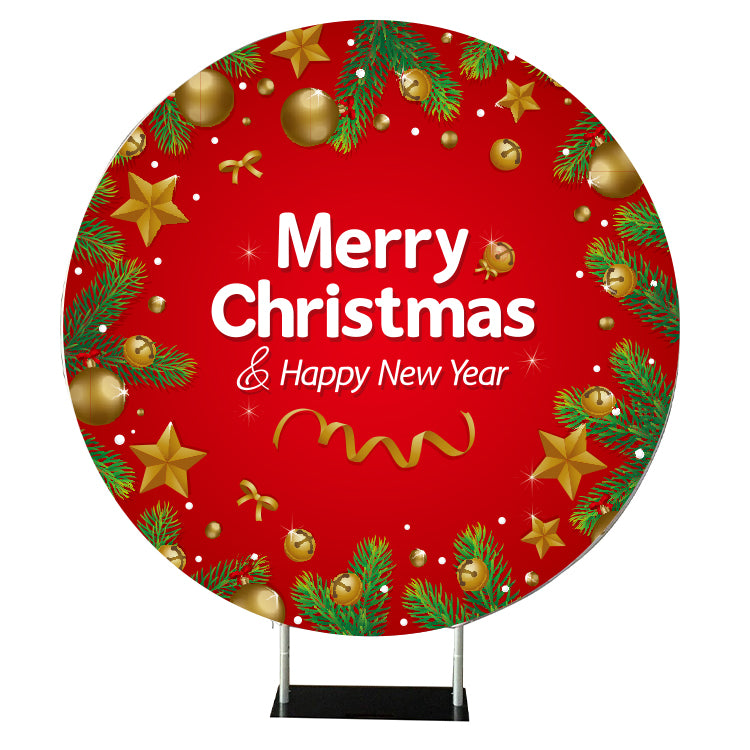 Round Backdrop Set with Red Cover and Carrying Bag - 7ft
