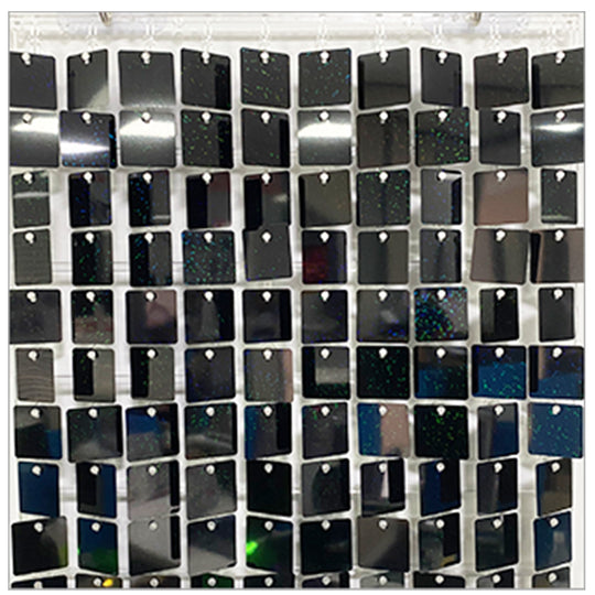 Shimmer Wall Panels / Black Backing &amp; Square Sequins - Laser Black