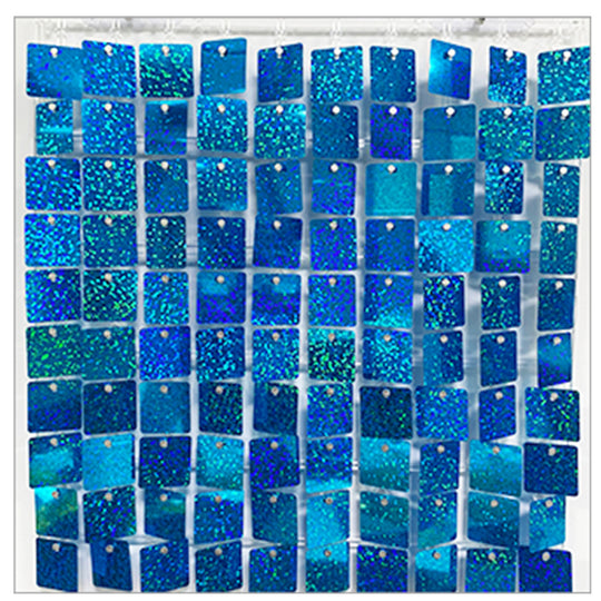 Shimmer Wall Panels / Black Backing &amp; Square Sequins - Laser Aqua Blue