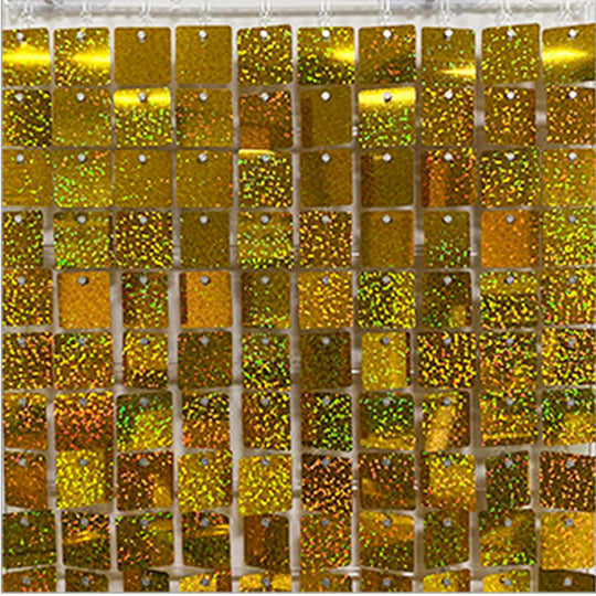 Shimmer Wall Panels / Black Backing &amp; Square Sequins - Laser Deep Gold