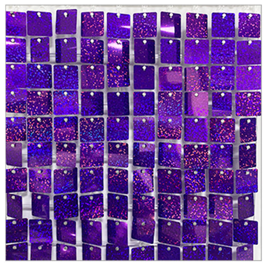 Shimmer Wall Panels / Black Backing &amp; Square Sequins - Laser Blue Purple