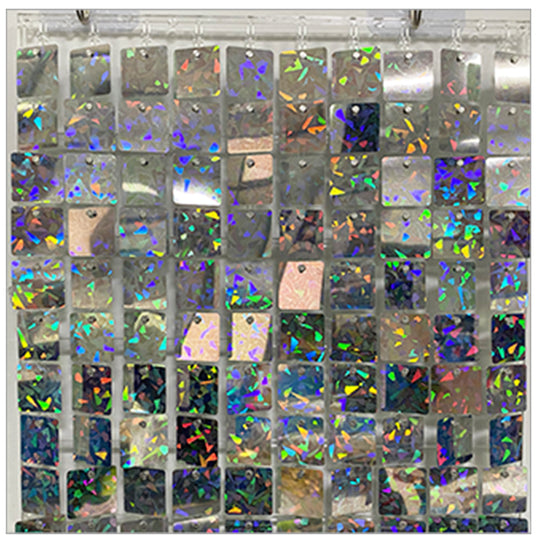 Shimmer Wall Panels / Black Backing &amp; Square Sequins - Laser Silver
