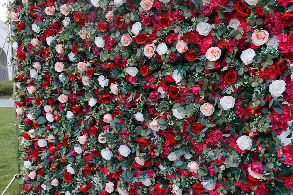 BD-014 3D Fabric Artificial Flower Backdrop Rolling Up Curtain Flower Wall - 8ft*8ft