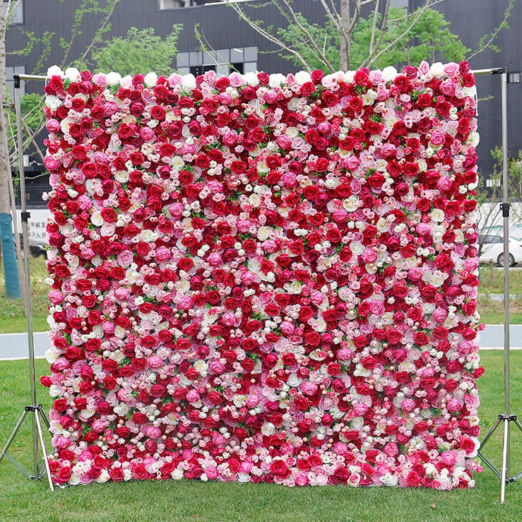 BD-016 5D Fabric Artificial Flower Backdrop Rolling Up Curtain Flower Wall - 8ft*8ft