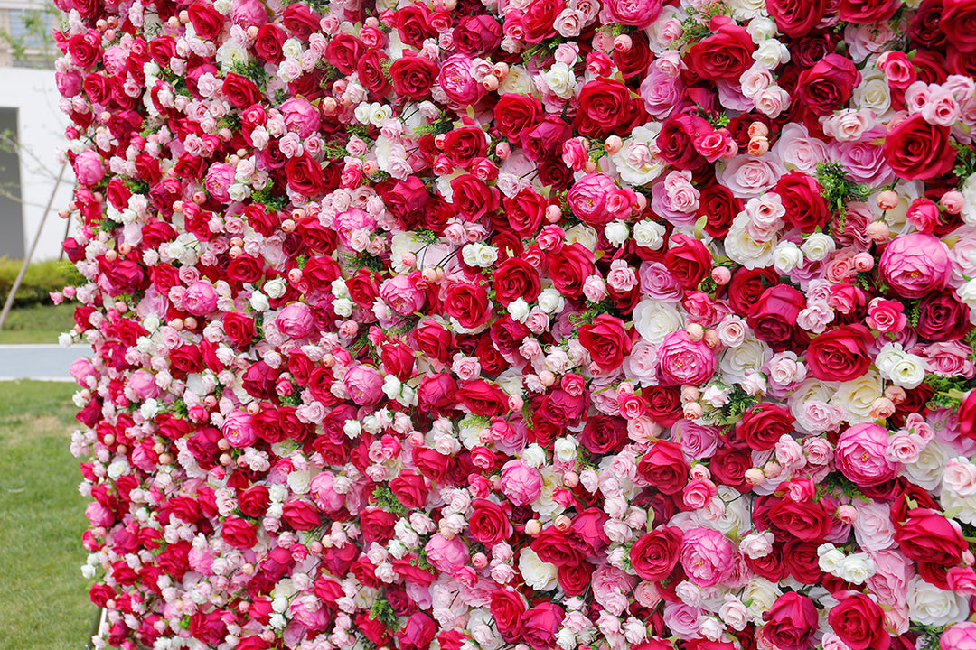 BD-016 5D Fabric Artificial Flower Backdrop Rolling Up Curtain Flower Wall - 8ft*8ft