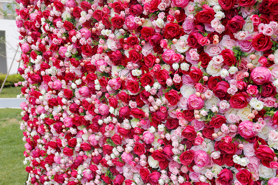 BD-016 5D Fabric Artificial Flower Backdrop Rolling Up Curtain Flower Wall - 8ft*8ft