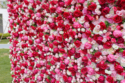 BD-016 5D Fabric Artificial Flower Backdrop Rolling Up Curtain Flower Wall - 8ft*8ft
