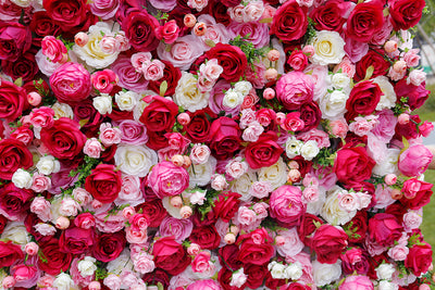 BD-016 5D Fabric Artificial Flower Backdrop Rolling Up Curtain Flower Wall - 8ft*8ft