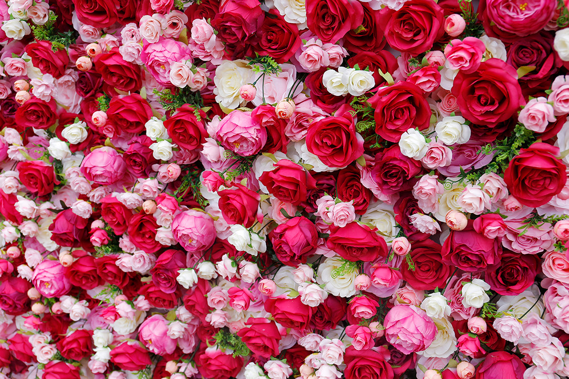 BD-016 5D Fabric Artificial Flower Backdrop Rolling Up Curtain Flower Wall - 8ft*8ft
