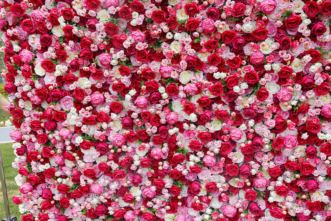 BD-016 5D Fabric Artificial Flower Backdrop Rolling Up Curtain Flower Wall - 8ft*8ft