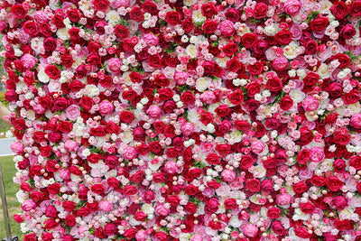 BD-016 5D Fabric Artificial Flower Backdrop Rolling Up Curtain Flower Wall - 8ft*8ft