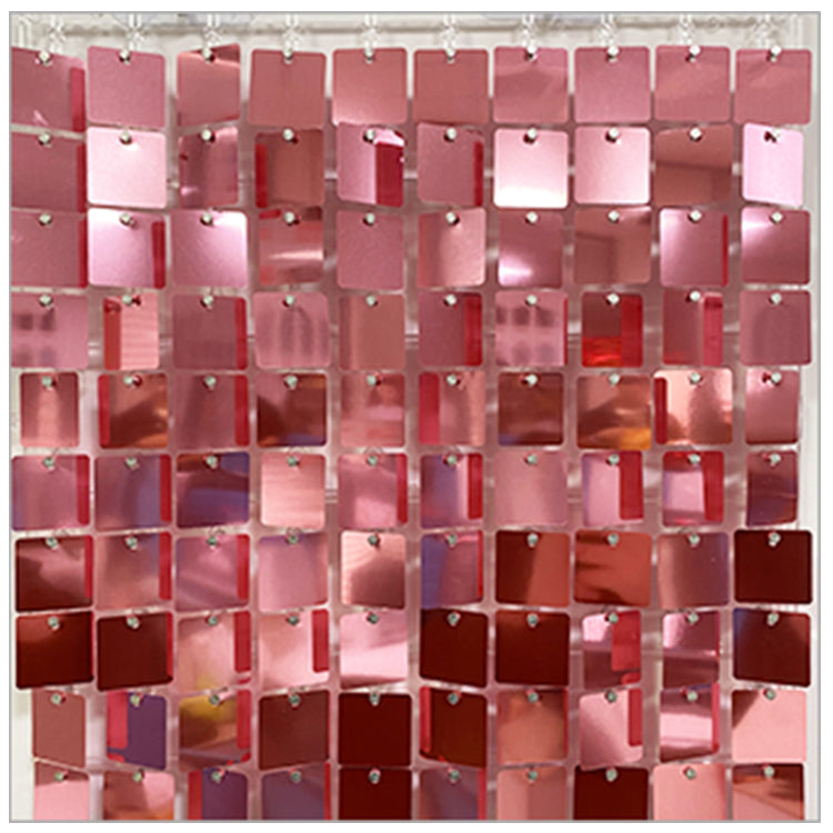 Shimmer Wall Panels / Black Backing & Square Sequins - Rose Pink