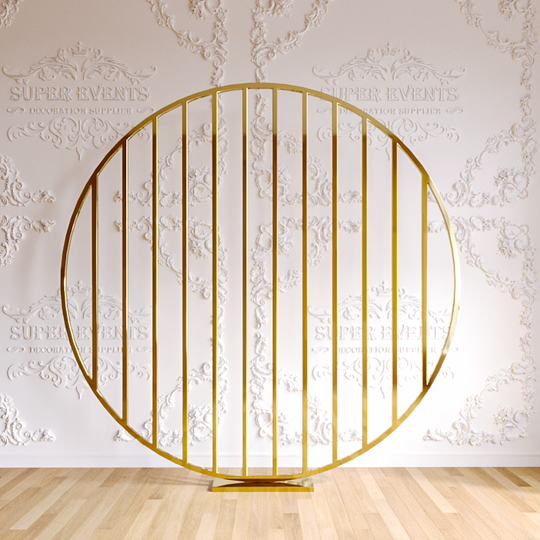 Metal Round Mesh Backdrop 65" - White/Black/Gold