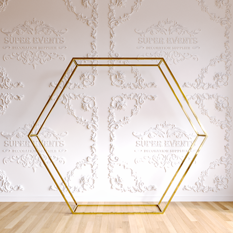 Stainless Steel Hexagon Backdrop Frame Stand - Gold