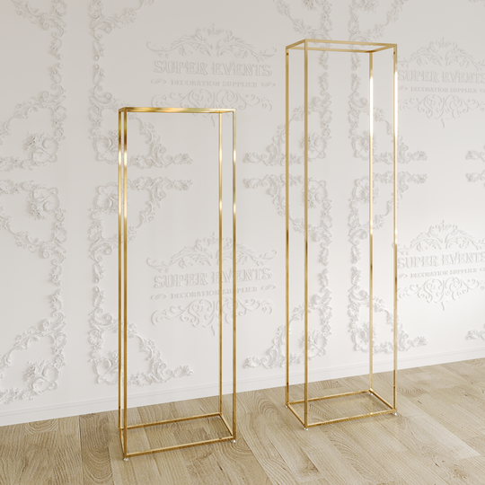 2 Pieces Stainless Steel Display Plinths Set - Gold