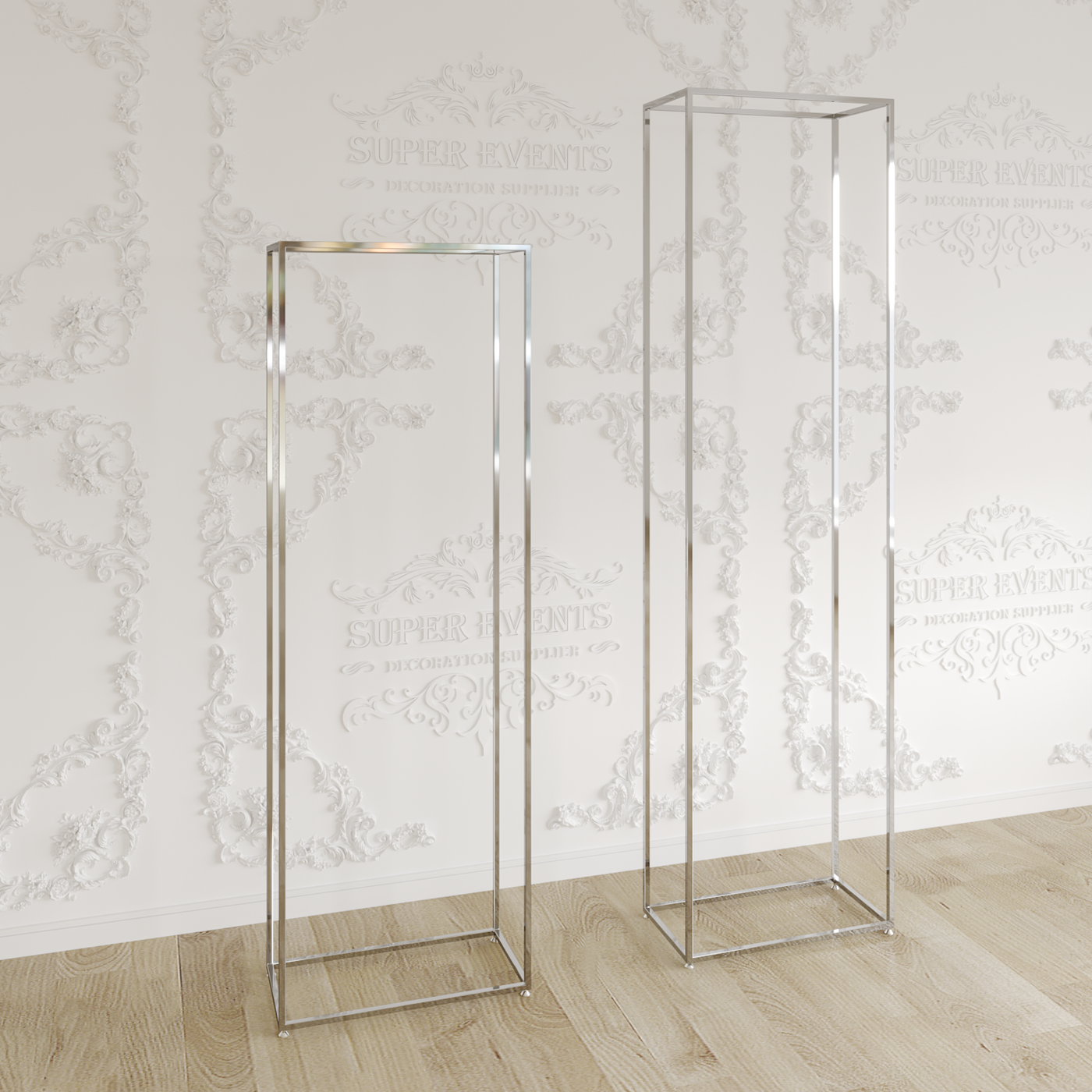 2 Pieces Stainless Steel Display Plinths Set - Silver