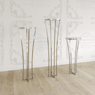 3 Pieces Stainless Steel Display Plinths Set - Gold