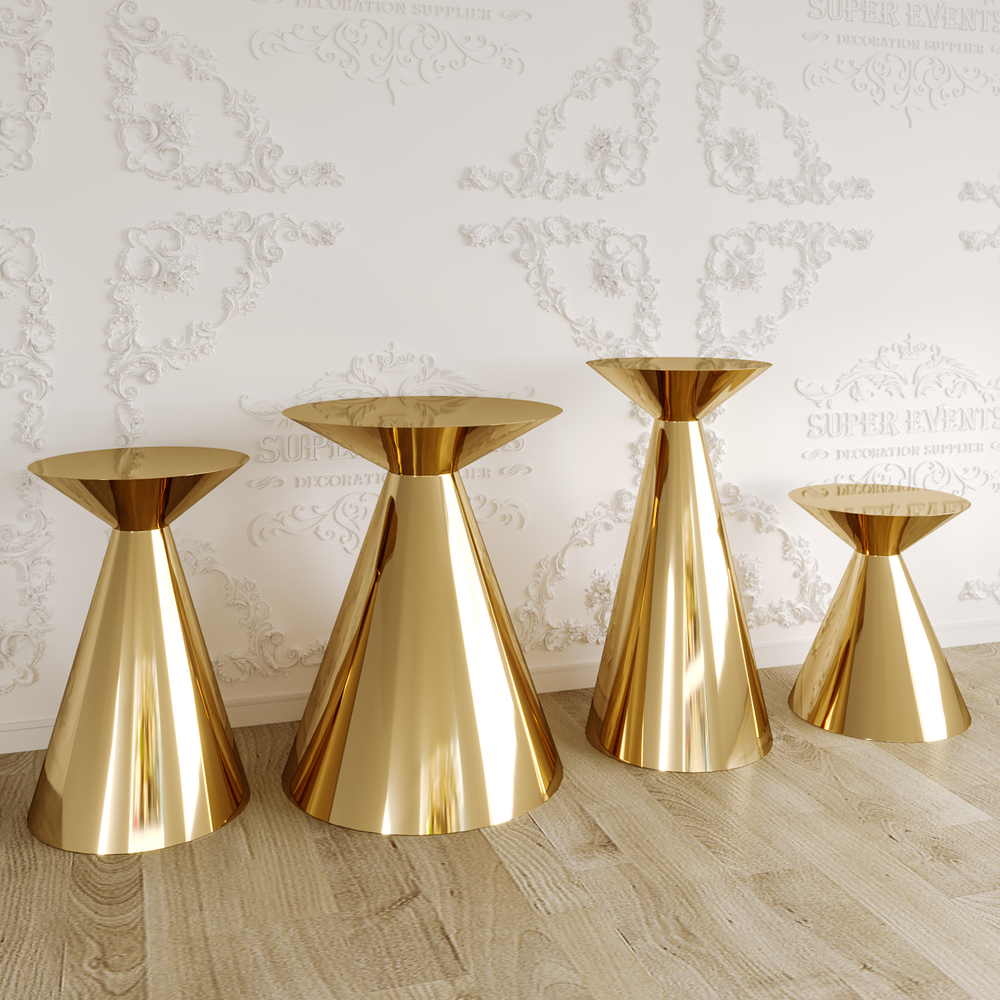 4 Pieces Stainless Steel Display Plinths Set - Silver
