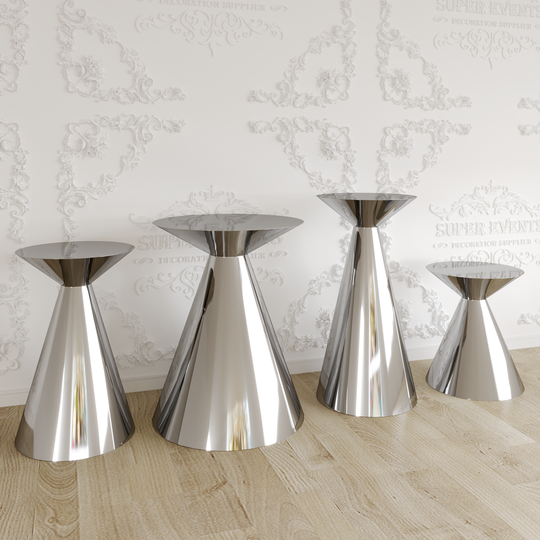 4 Pieces Stainless Steel Display Plinths Set - Silver