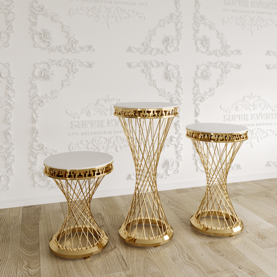 3 Pieces Stainless Steel Display Plinths Set - Silver