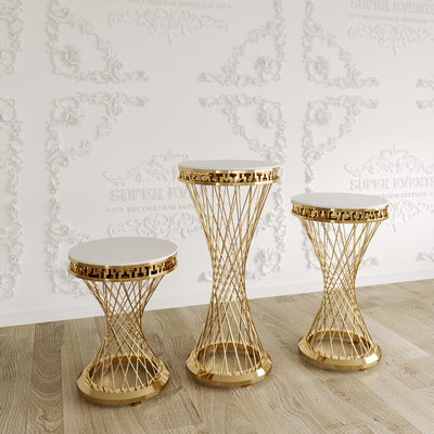 3 Pieces Stainless Steel Display Plinths Set - Silver