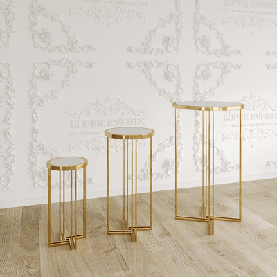 3 Pieces Stainless Steel Display Plinths Set - Silver