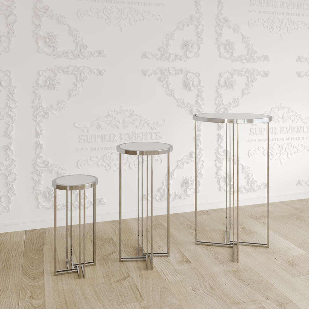 3 Pieces Stainless Steel Display Plinths Set - Gold