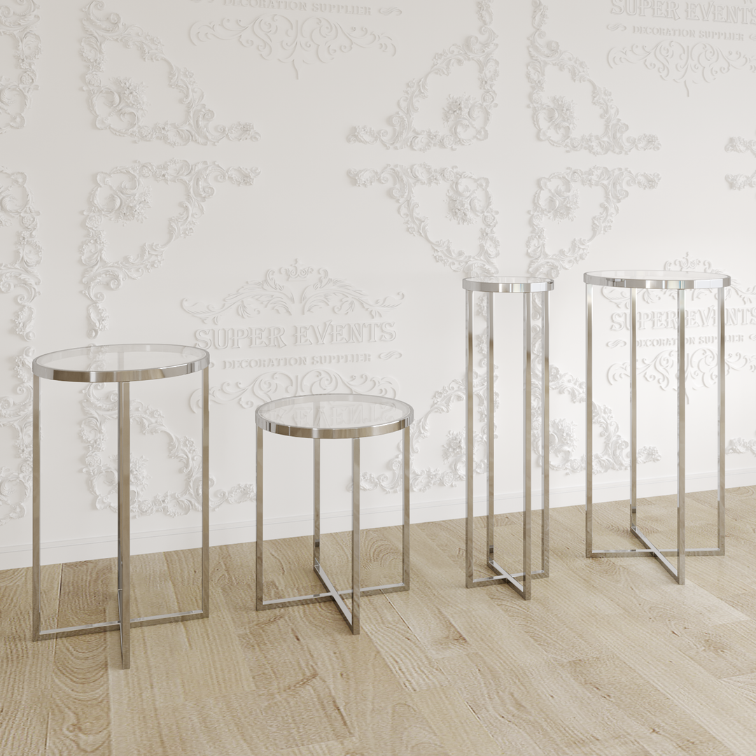4 Pieces Stainless Steel Display Plinths Set - Gold