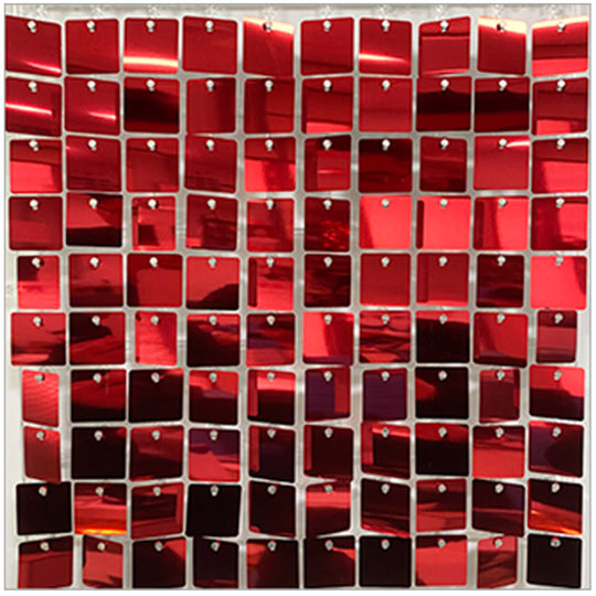 Shimmer Wall Panels / Black Backing &amp; Square Sequins - Wine Red