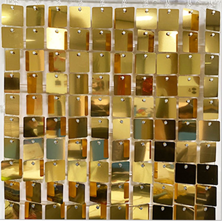 Shimmer Wall Panels / Black Backing & Square Sequins - Brozen Gold