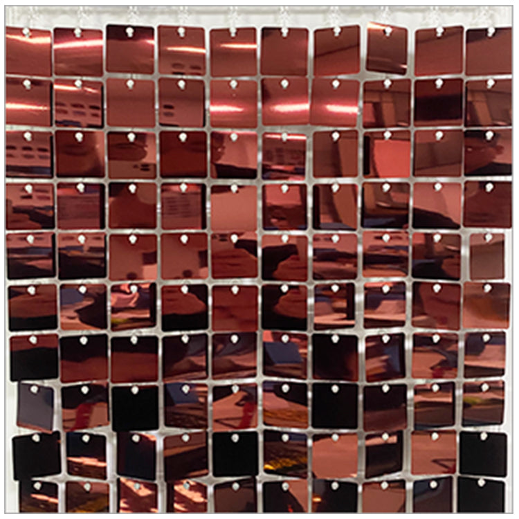 Shimmer Wall Panels / Black Backing & Square Sequins - Red Brown