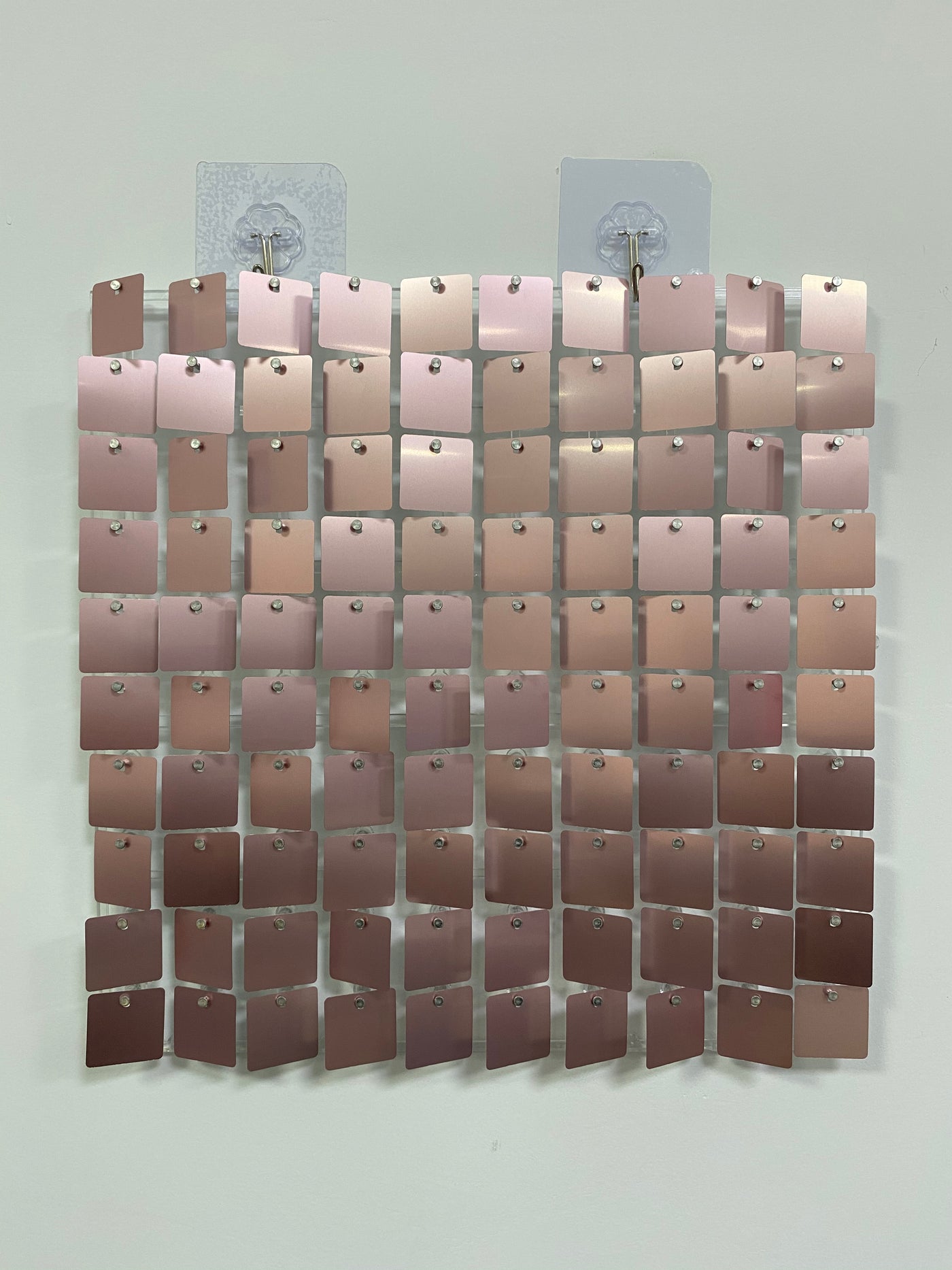 Easy Connect Shimmer Wall Panels / Transparent Grid Backing & Square Sequins - Matte Pink