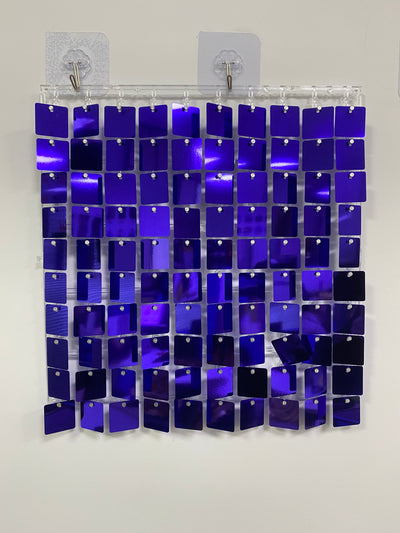 Easy Connect Shimmer Wall Panels / Transparent Grid Backing & Square Sequins - Blue Purple